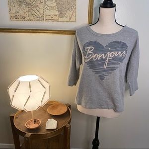 Forever 21 Bonjour 3/4 Sleeve Gray Top Size Medium‎